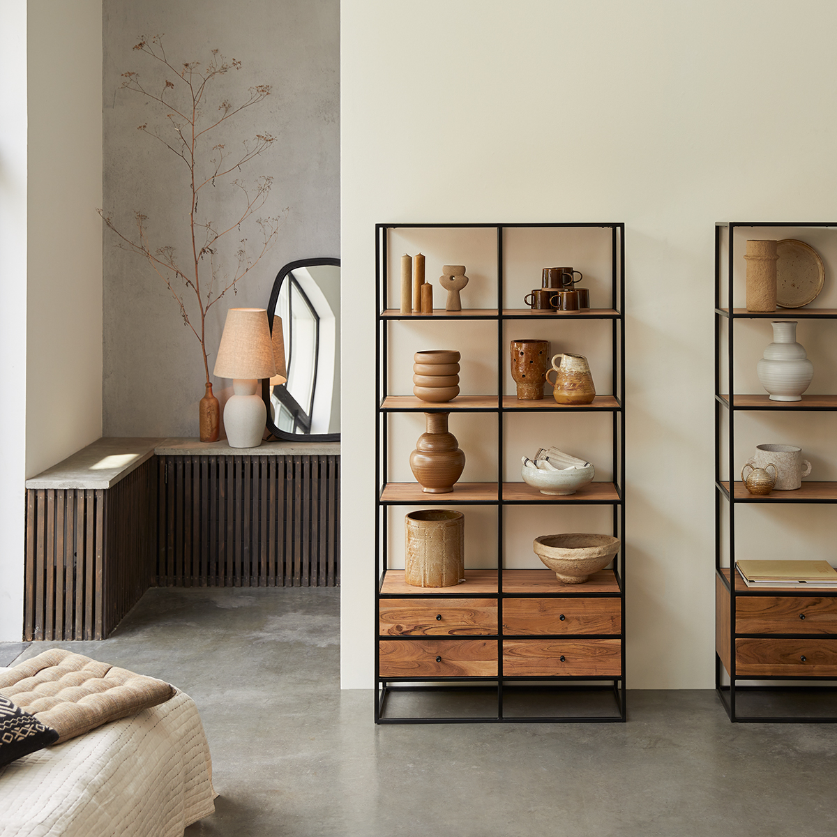 Agra solid acacia and Metal Bookcase 175 Agra solid acacia and Metal Bookcase 175