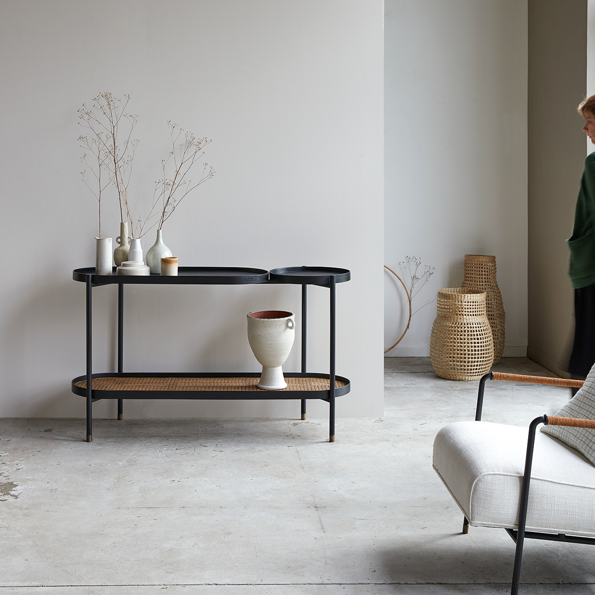 Alix mindi and canework console table Alix mindi and canework console table