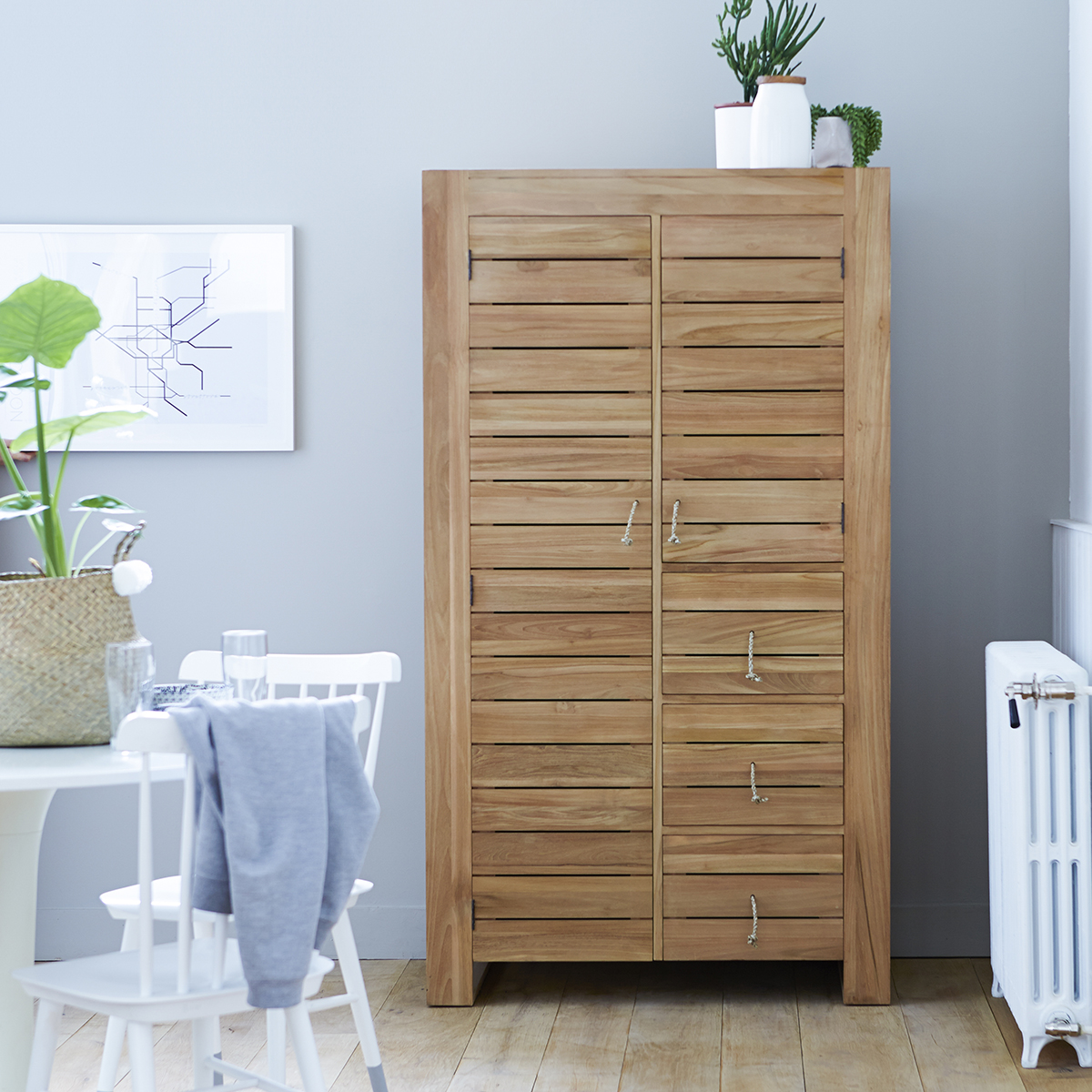 Armoire de rangement en teck massif 180 Minimalys Armoire de rangement en teck massif 180 Minimalys