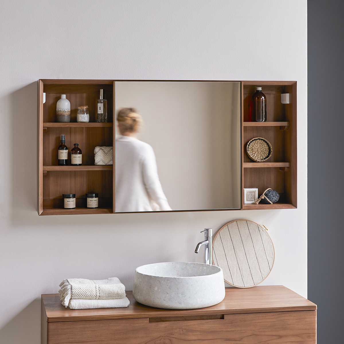 Armoire De Toilette En Teck 120 Cm Miroirs Salle De Bain Tikamoon
