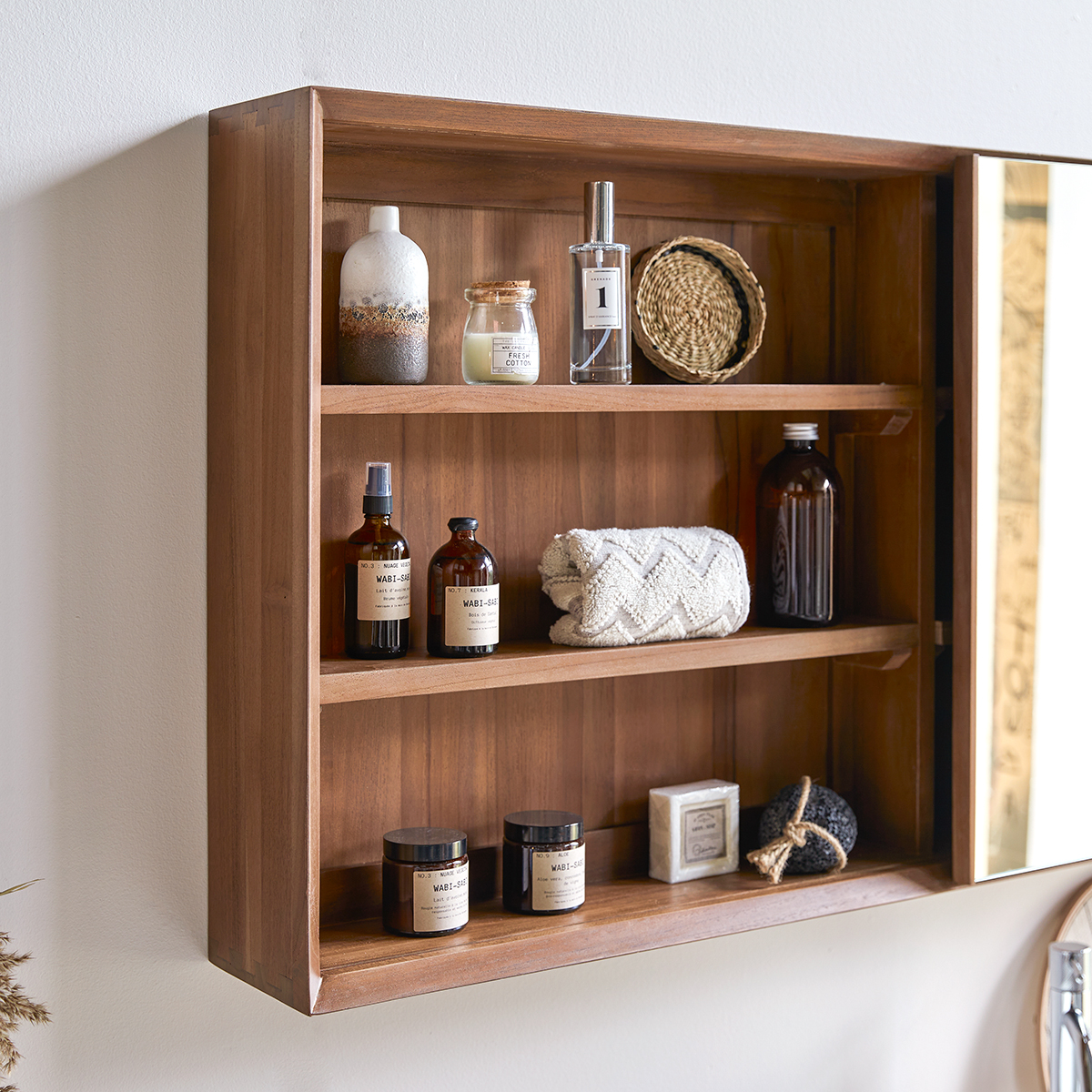 Armoire De Toilette En Teck 120 Cm Miroirs Salle De Bain Tikamoon