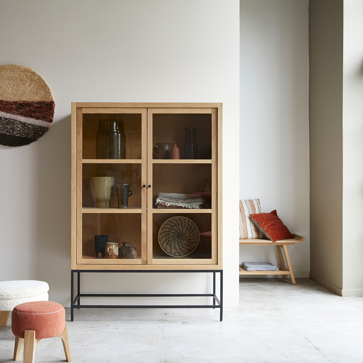 Babeth solid oak tall Display cabinet Babeth solid oak tall Display cabinet
