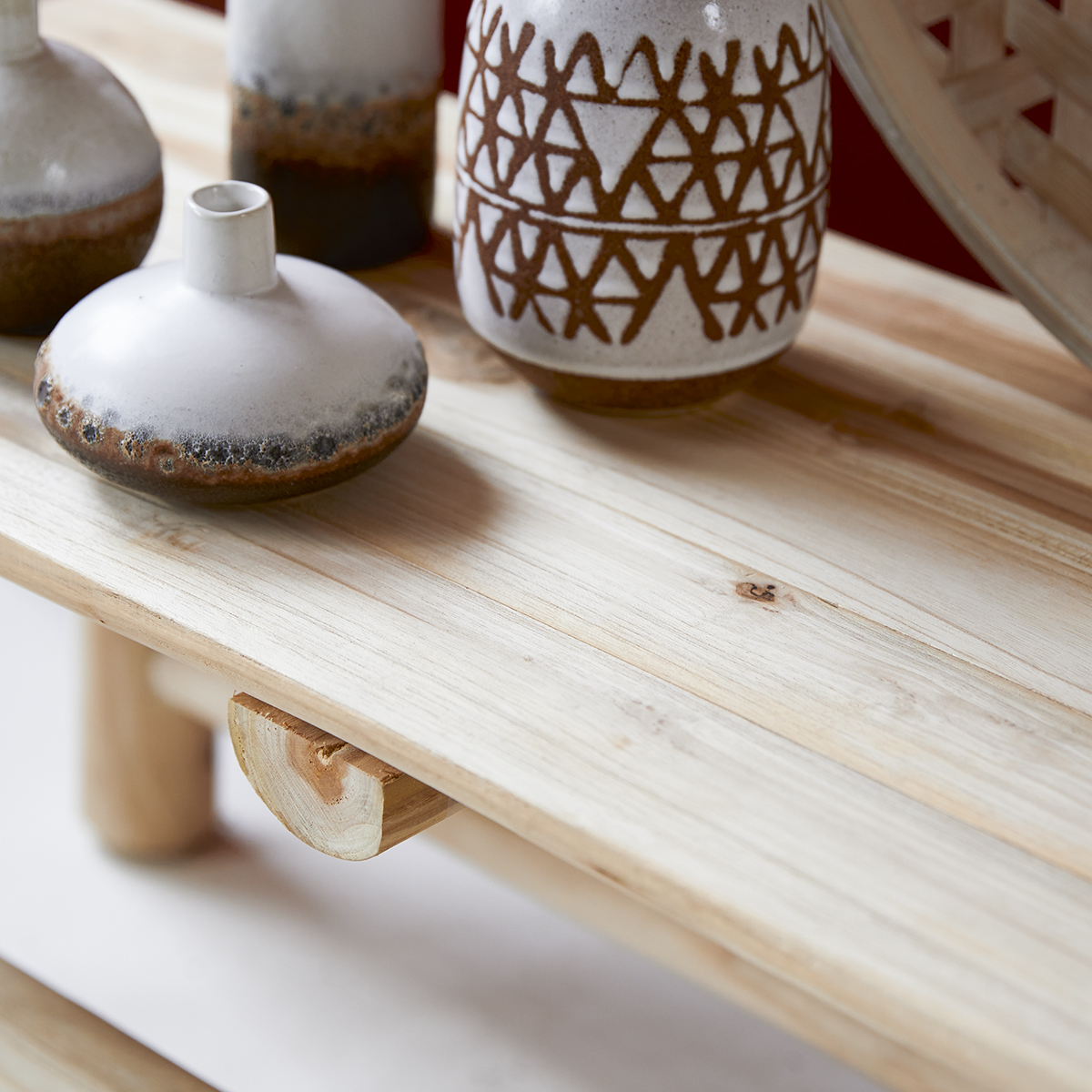 Banc déco en teck massif Kilim Banc déco en teck massif Kilim