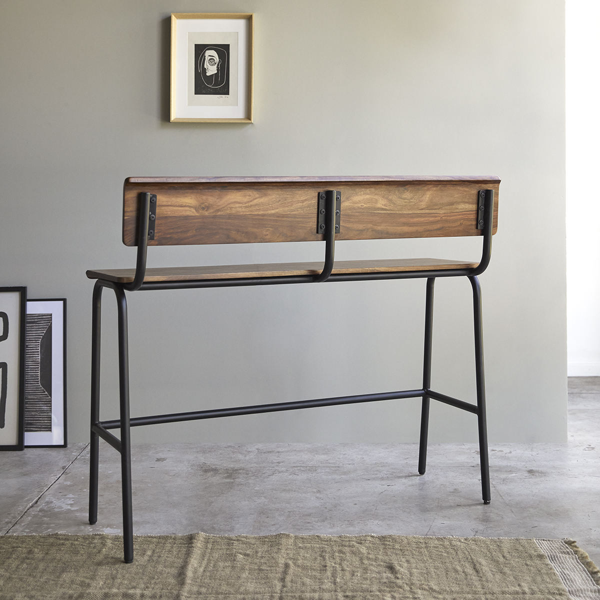 Banc Haut En Palissandre 120 Cm Assise 2 Places De Sejour