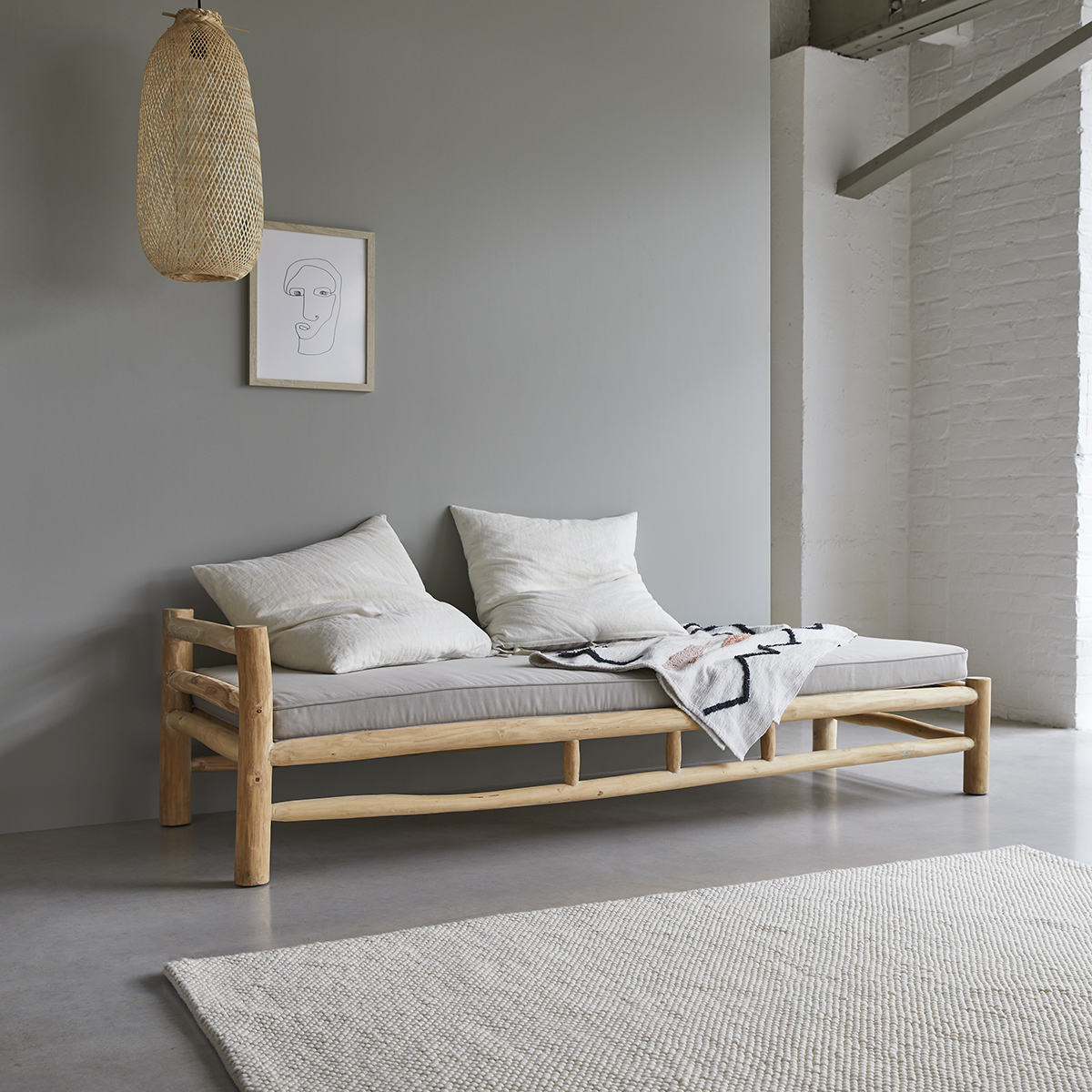 Banqueta de madera de teca maciza Kalif Banqueta de madera de teca maciza Kalif