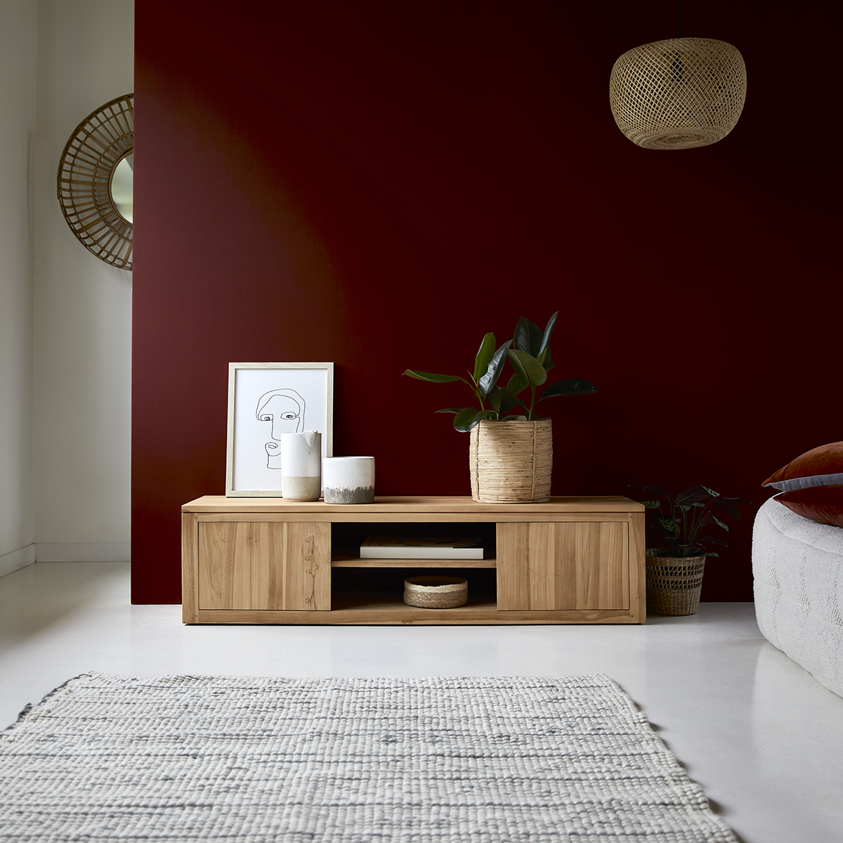 Basil Teak TV Cabinet 140 Basil Teak TV Cabinet 140