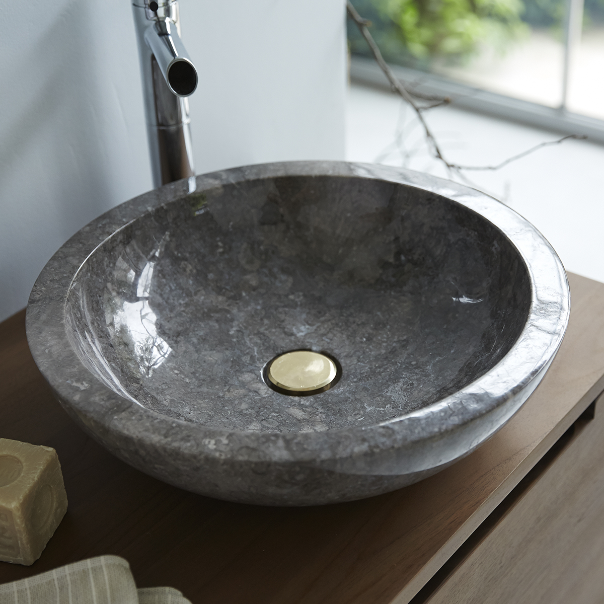 Calypso Grey marble washbasin Calypso Grey marble washbasin