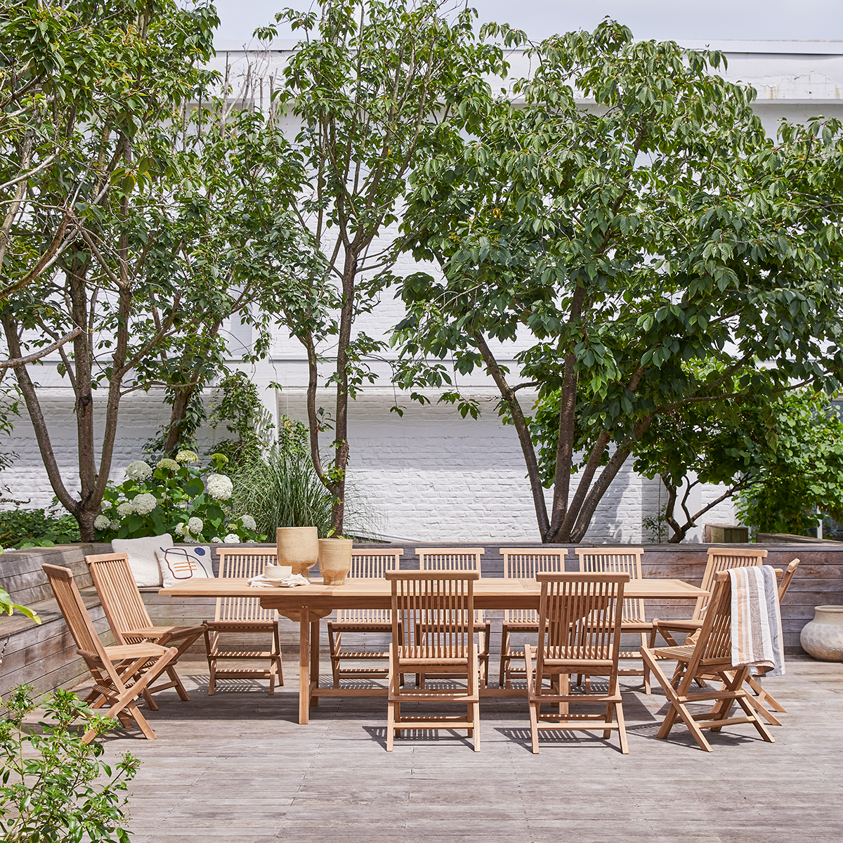 Capri Rectangular solid teak garden lounge of 12 Chairs Capri Rectangular solid teak garden lounge of 12 Chairs