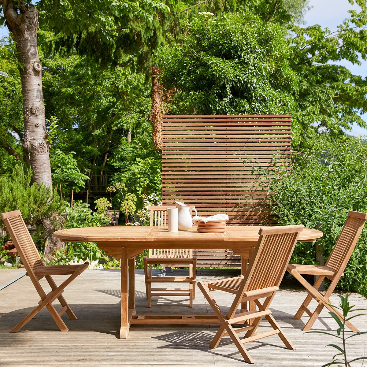 Capri solid teak Oval garden lounge and 4 Chairs Set Capri solid teak Oval garden lounge and 4 Chairs Set