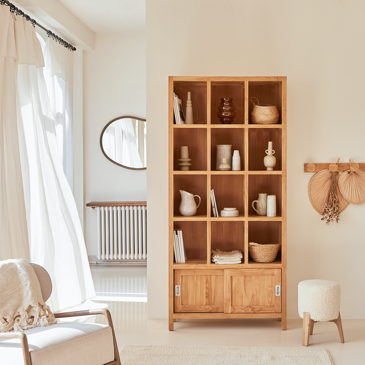 Coffee Tek Slide solid teak Bookcase 100x215 Coffee Tek Slide solid teak Bookcase 100x215