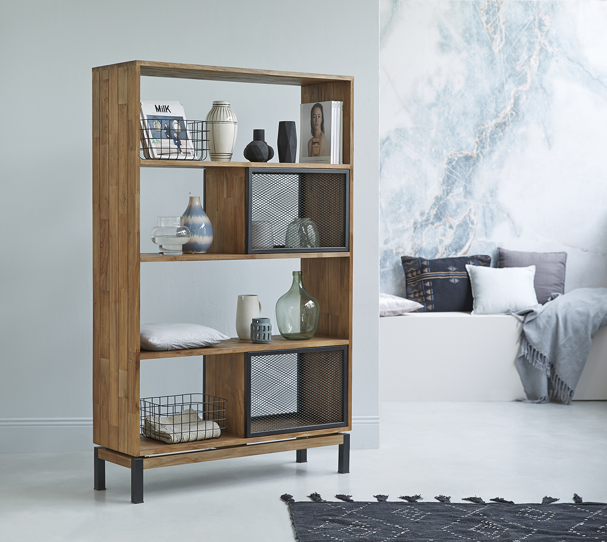 Color Bebop black solid teak and metal bookcase 174 Color Bebop black solid teak and metal bookcase 174