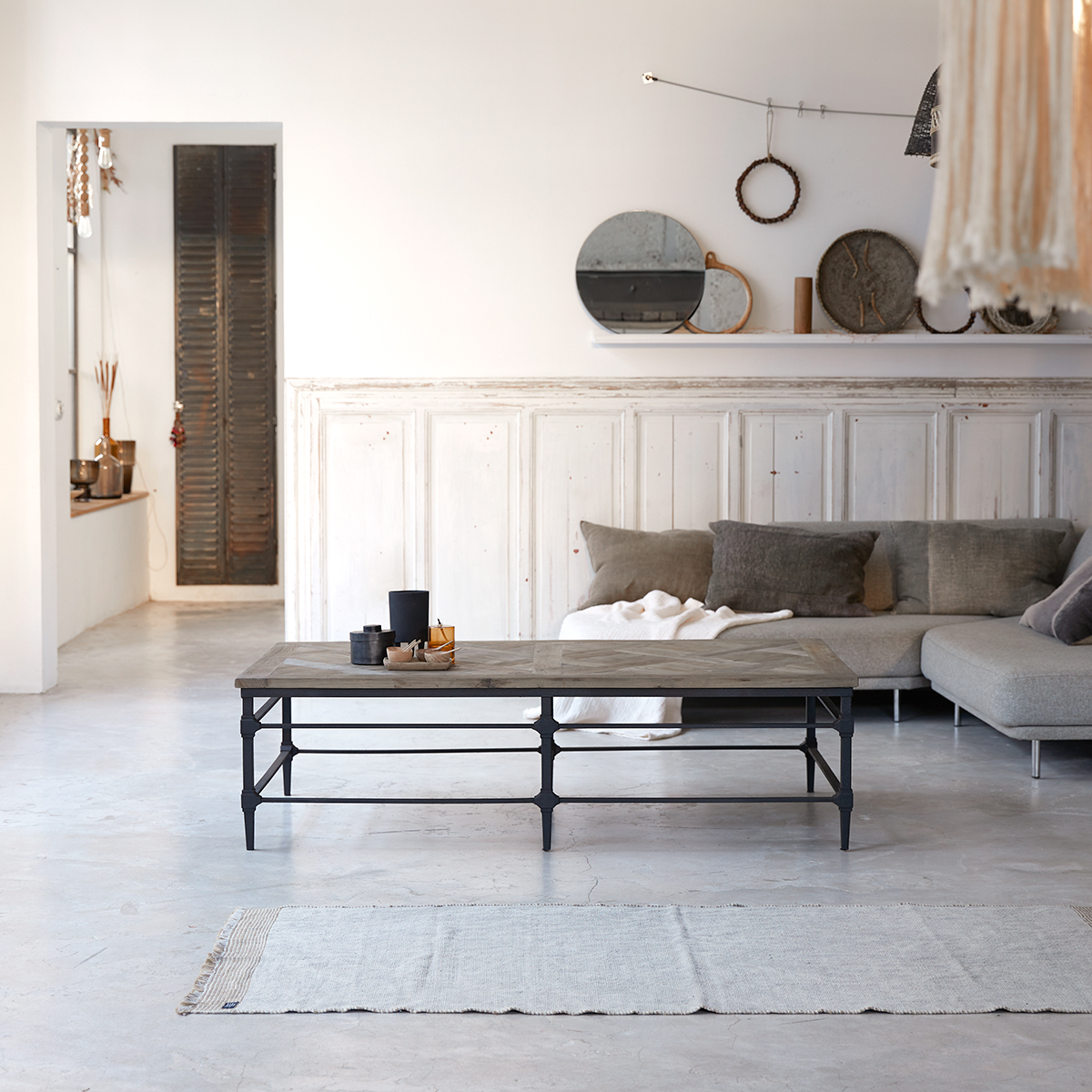 Couchtisch aus Metall und massivem Ulmenholz 160x90 Gatsby Couchtisch aus Metall und massivem Ulmenholz 160x90 Gatsby