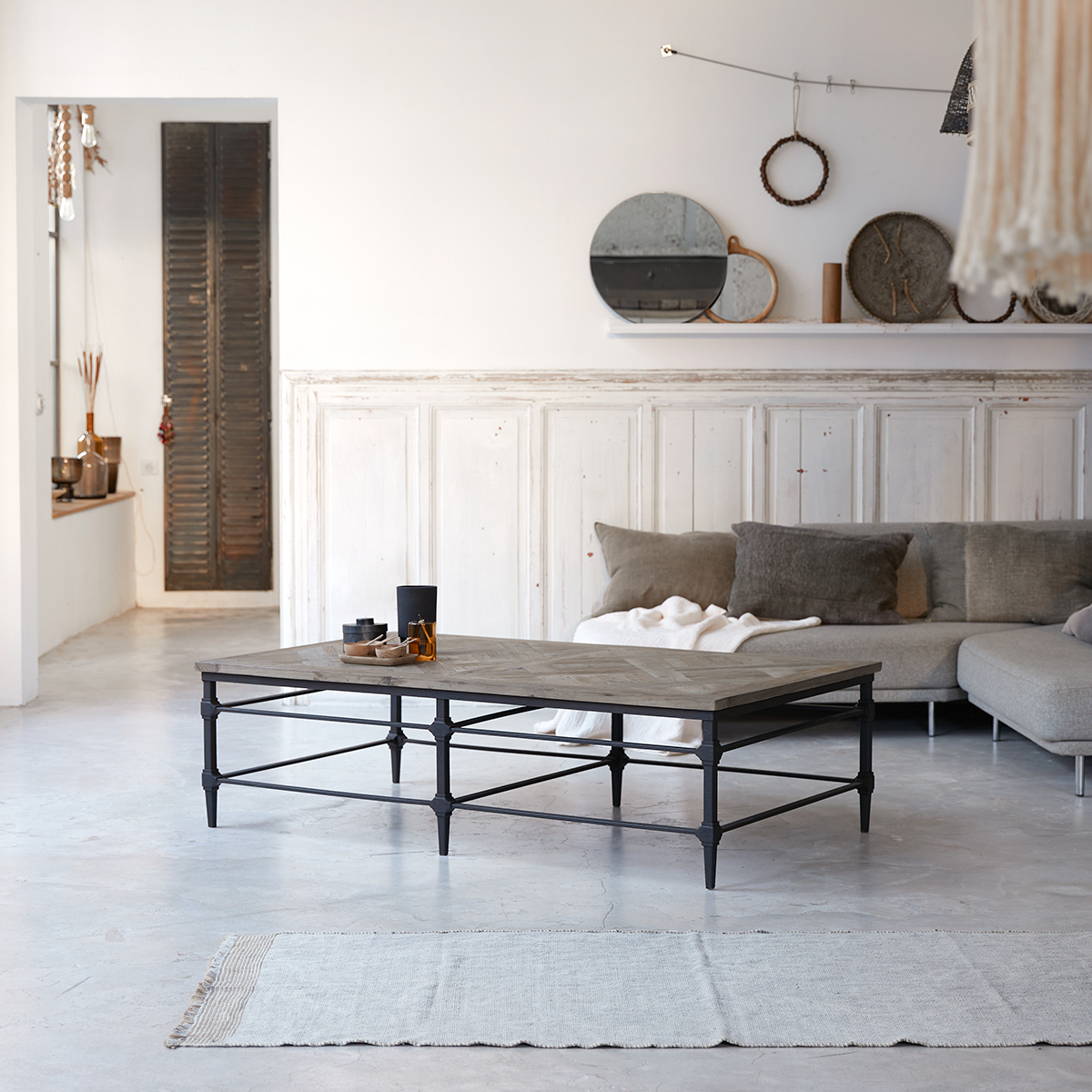 Couchtisch aus Metall und massivem Ulmenholz 160x90 Gatsby Couchtisch aus Metall und massivem Ulmenholz 160x90 Gatsby