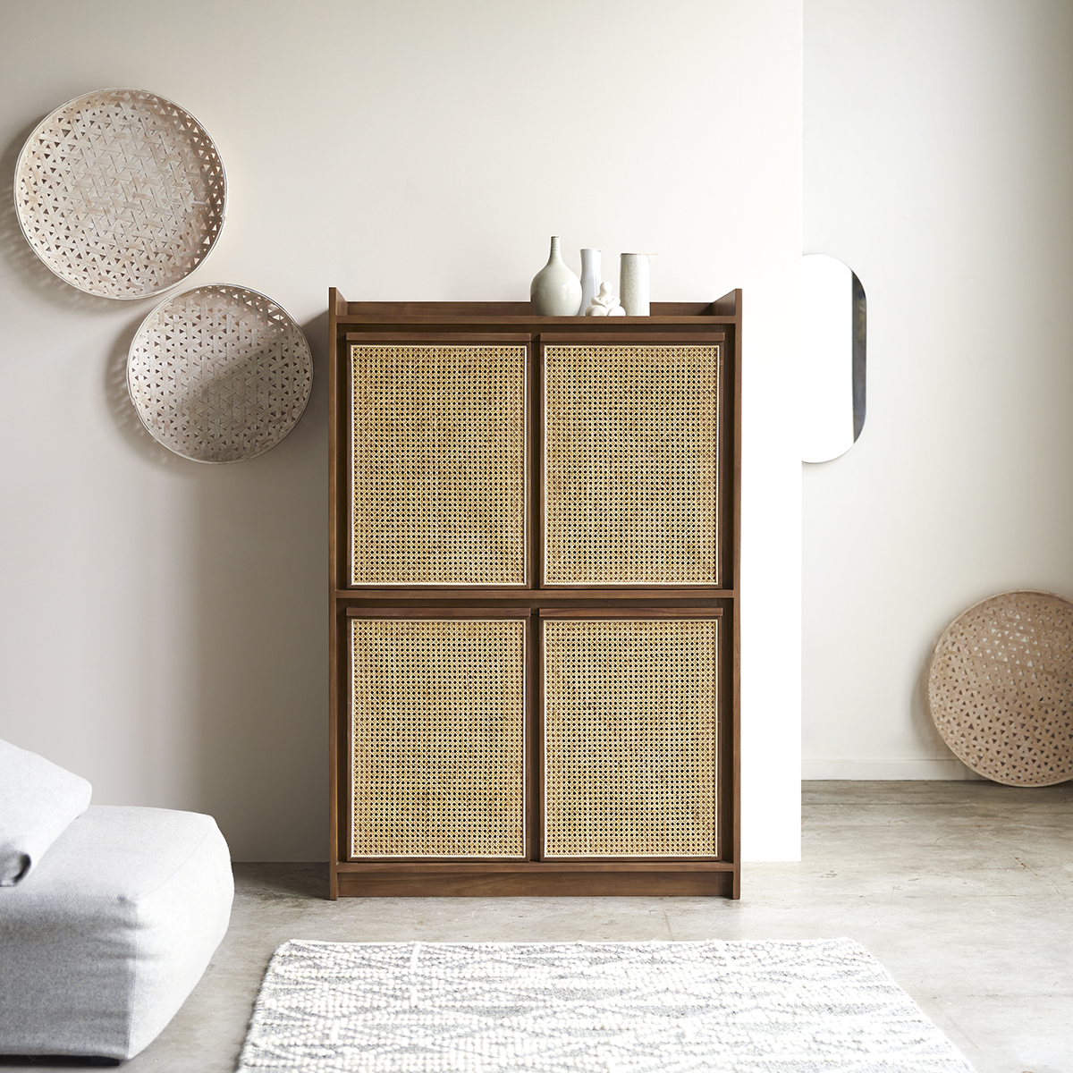 Credenza in teak e midollino 150 Roots Credenza in teak e midollino 150 Roots
