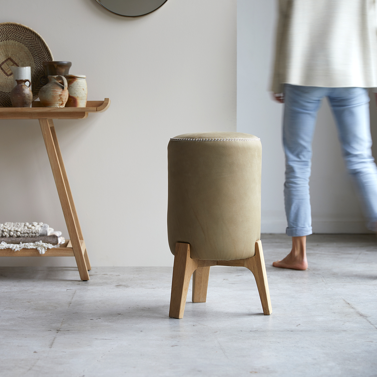 Drum L Cheyenne solid oak Stool Drum L Cheyenne solid oak Stool