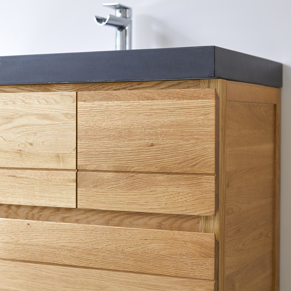Easy solid oak and Lava Stone Vanity Cabinet 80 Easy solid oak and Lava Stone Vanity Cabinet 80