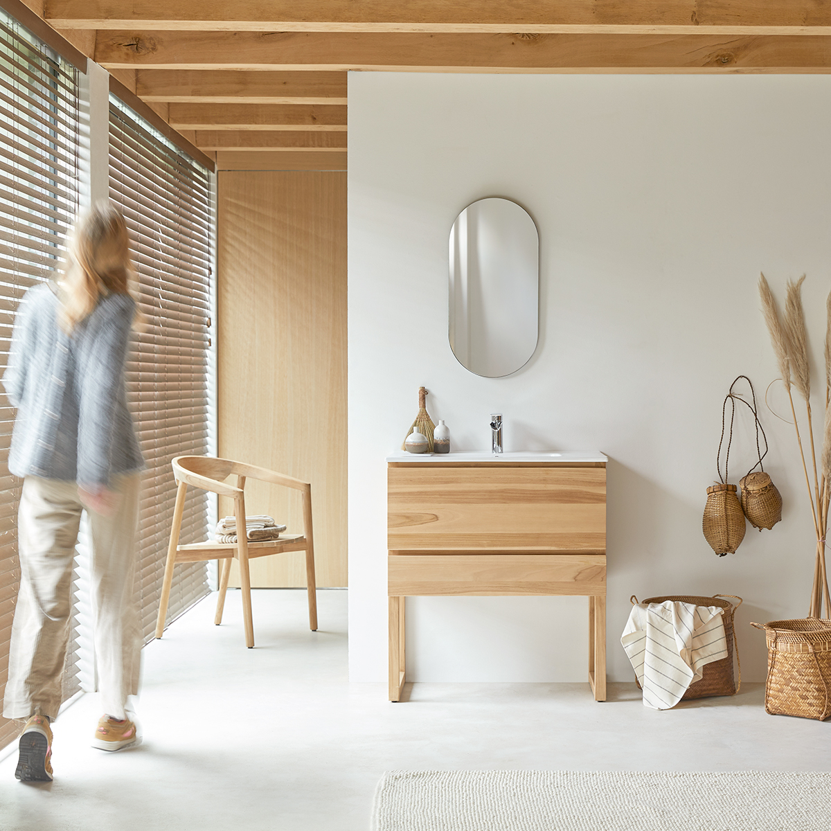 Edgar solid teak and ceramic bathroom unit 80 Edgar solid teak and ceramic bathroom unit 80