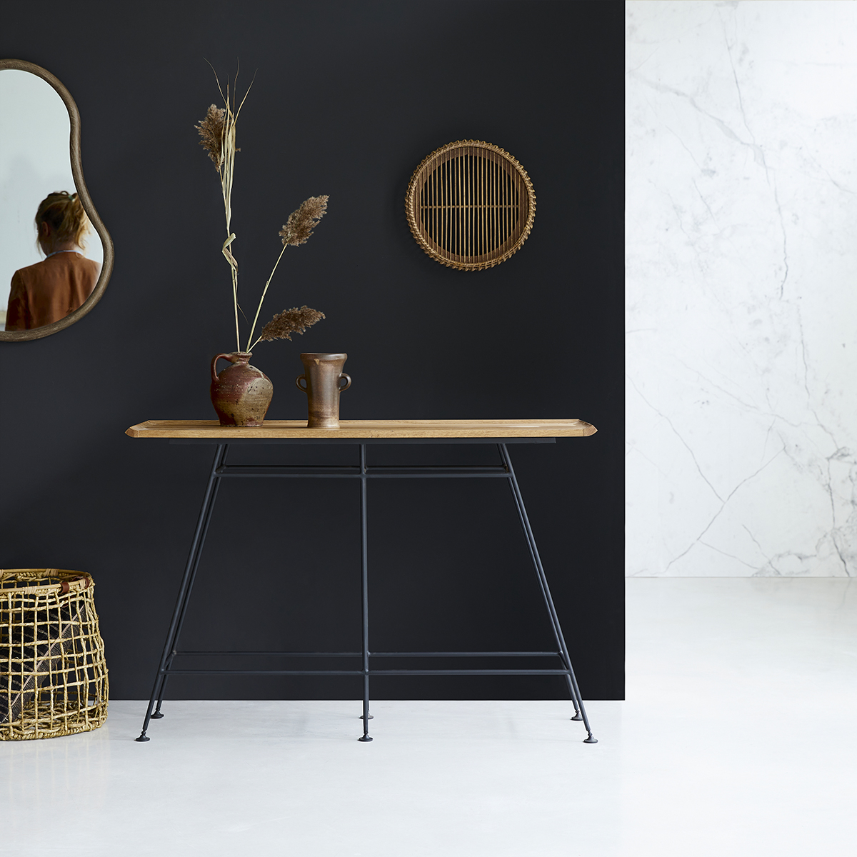Ema metal and solid oak console table 130 Ema metal and solid oak console table 130