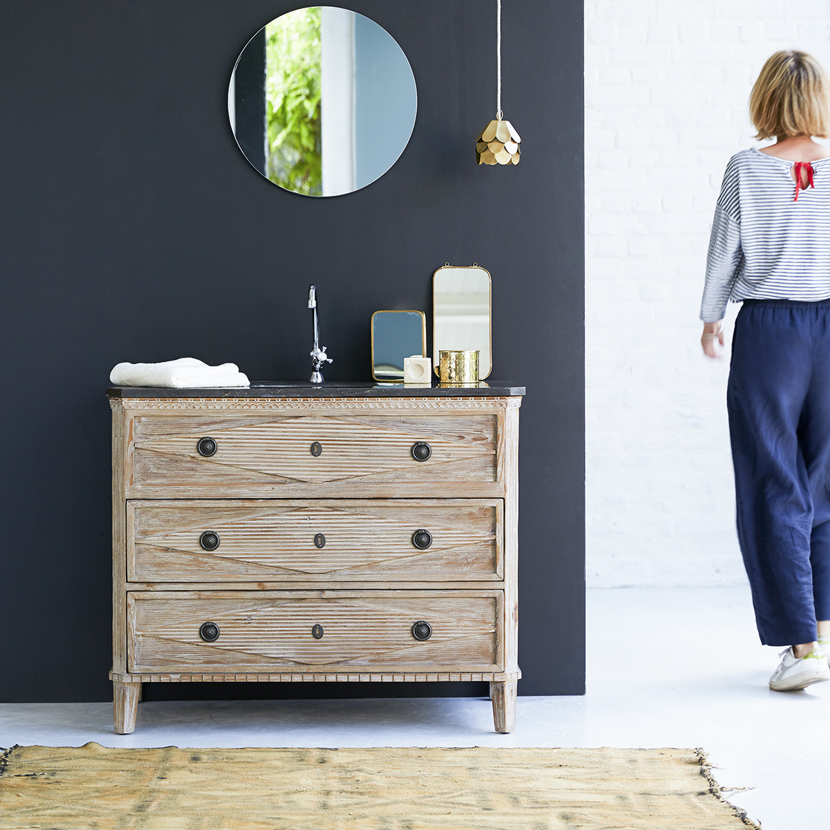 Emily Pine and Stone Vanity Unit 100 Emily Pine and Stone Vanity Unit 100
