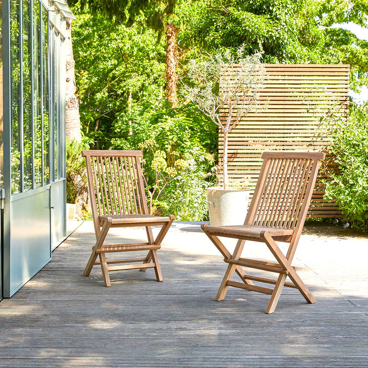 Ensemble de 2 Chaises de jardin en teck massif Capri Ensemble de 2 Chaises de jardin en teck massif Capri