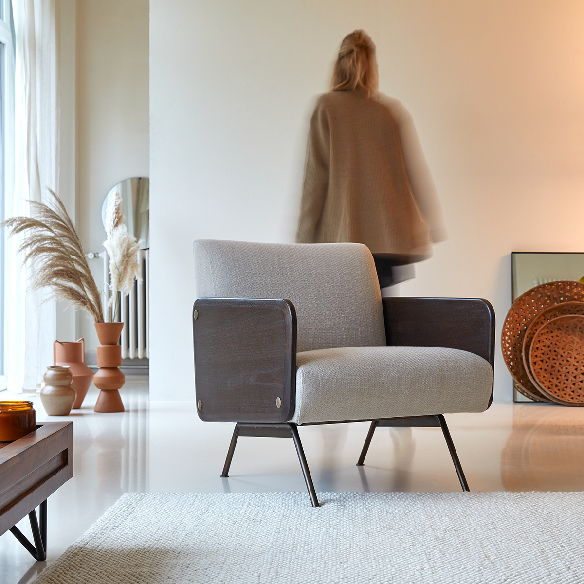 Fauteuil en mindi et métal Obi Fauteuil en mindi et métal Obi