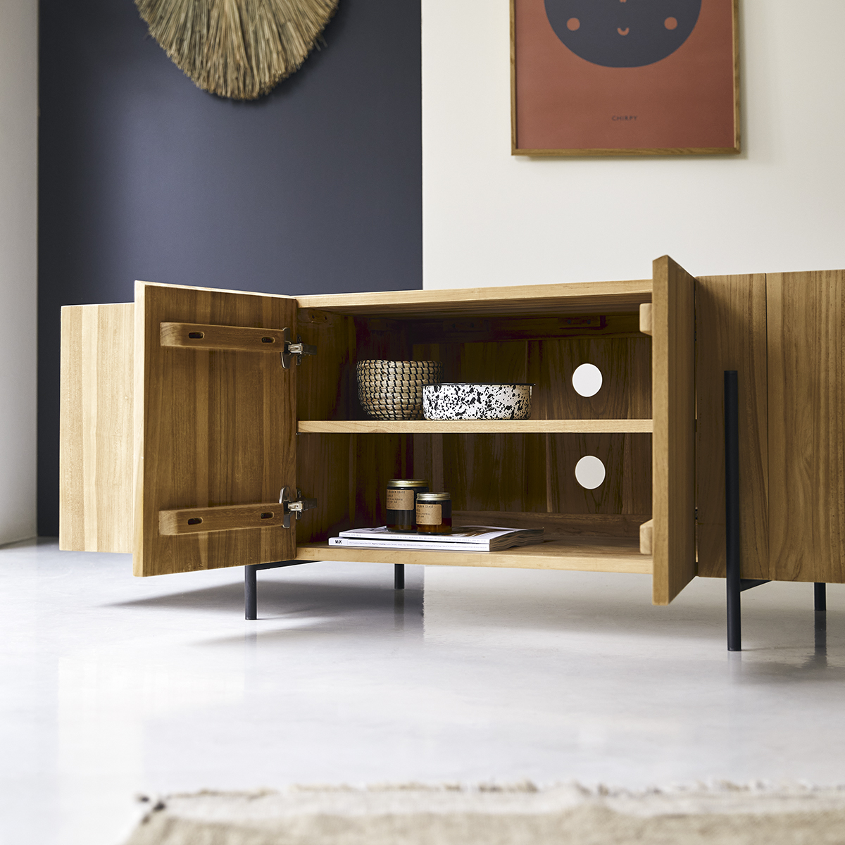 Honorine 165 low solid teak sideboard Honorine 165 low solid teak sideboard
