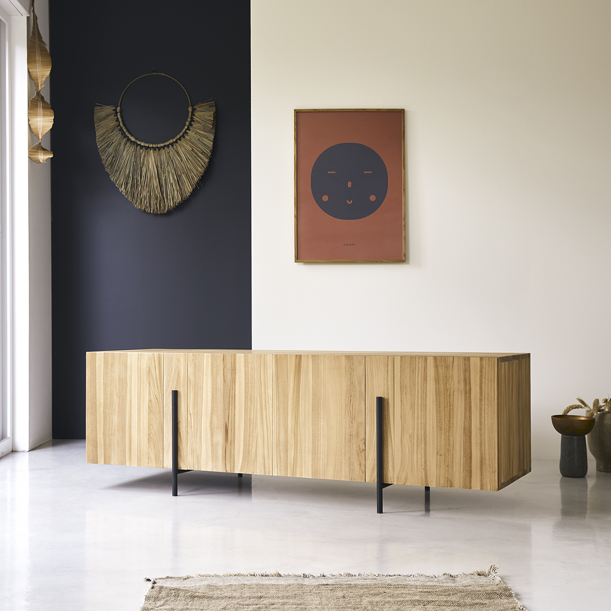 Honorine 165 low solid teak sideboard Honorine 165 low solid teak sideboard