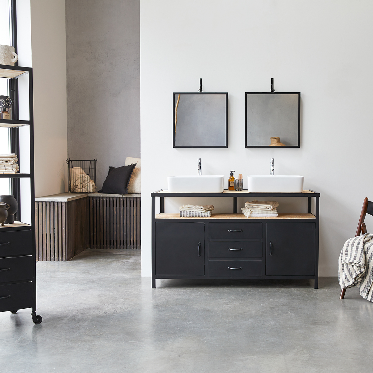 Industriel Metal and Mango Vanity Cabinet 140 Industriel Metal and Mango Vanity Cabinet 140