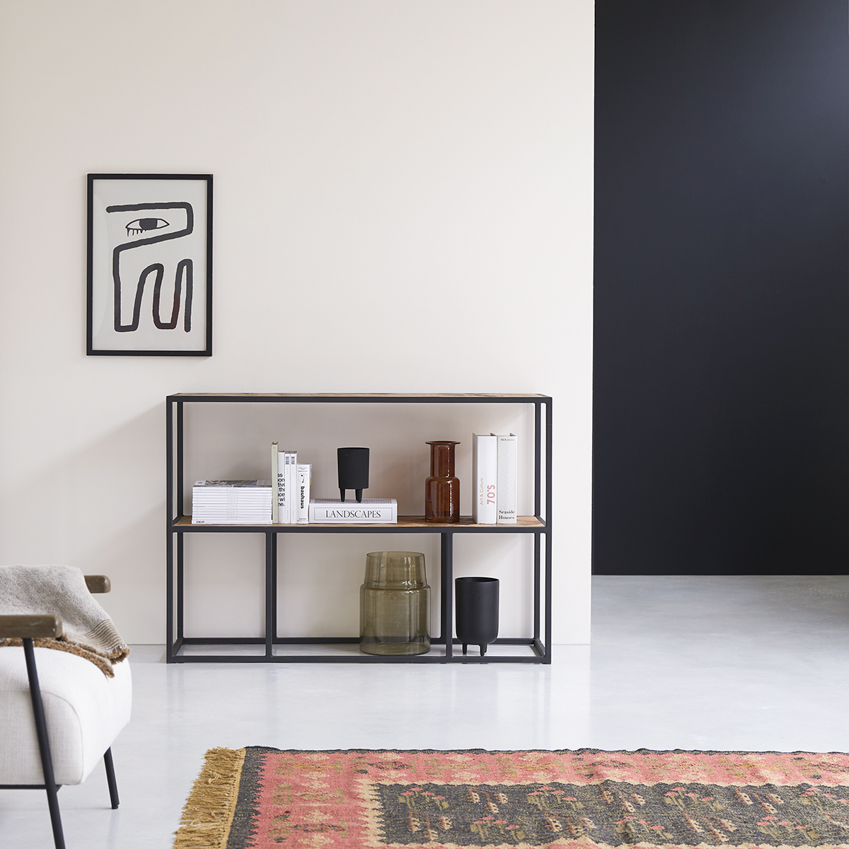 Isak metal and solid elm shelving unit 130 x 90 Isak metal and solid elm shelving unit 130 x 90