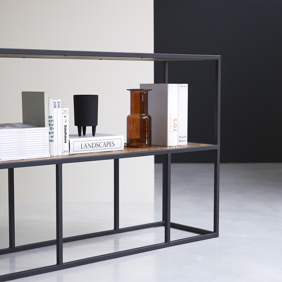 Isak metal and solid elm shelving unit 130 x 90 Isak metal and solid elm shelving unit 130 x 90