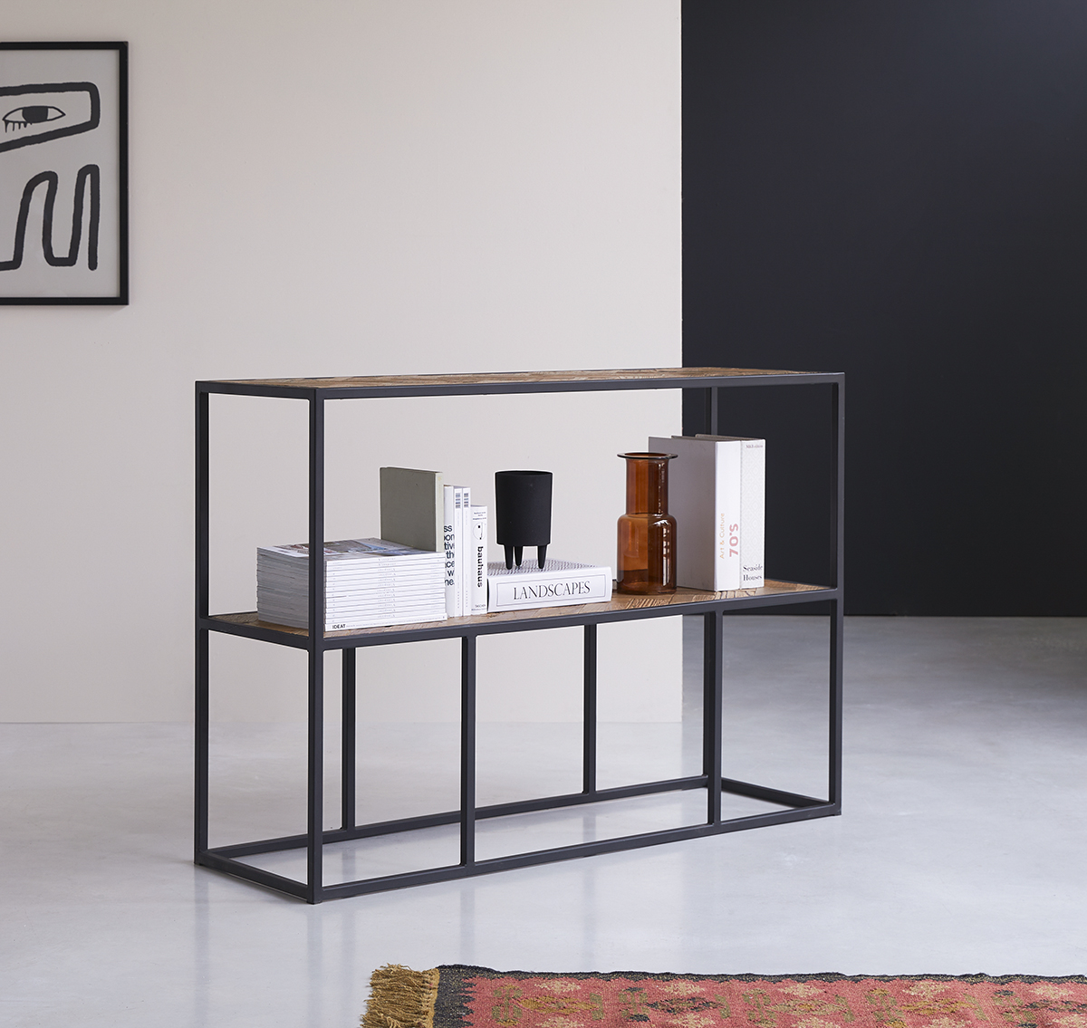 Isak metal and solid elm shelving unit 130 x 90 Isak metal and solid elm shelving unit 130 x 90