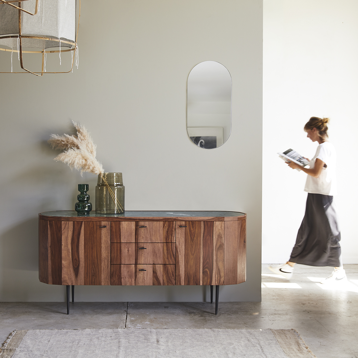 Jade solid sheesham and Marble Sideboard 175 Jade solid sheesham and Marble Sideboard 175