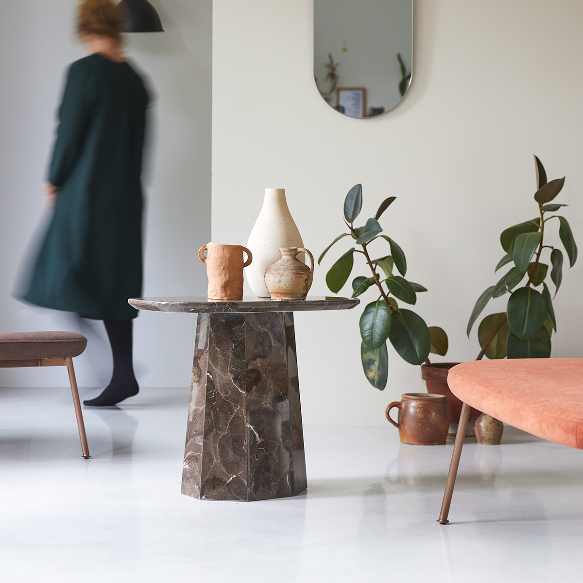 Keesog occasional table in brown marble 60x35 Keesog occasional table in brown marble 60x35