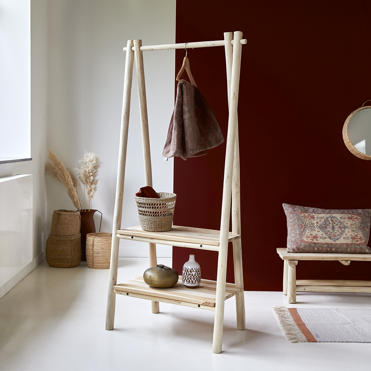 Kilim solid teak linen rack 160 Kilim solid teak linen rack 160