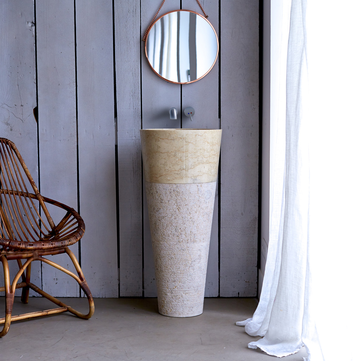 Koni cream marble pedestal Washbasin Koni cream marble pedestal Washbasin