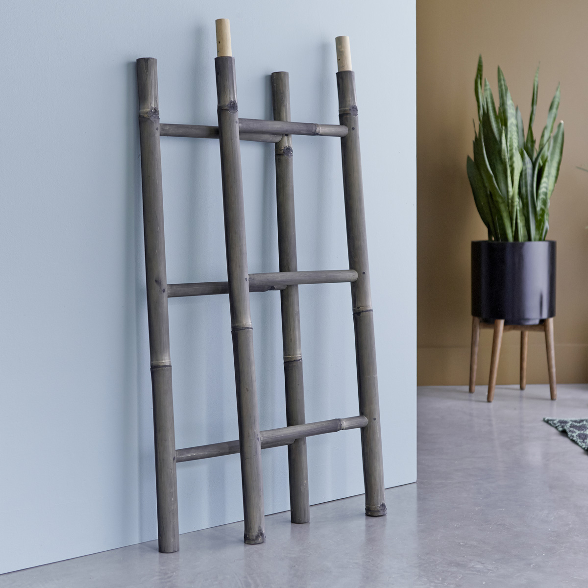 Ladder Black Bamboo Linen Rack 200 Ladder Black Bamboo Linen Rack 200