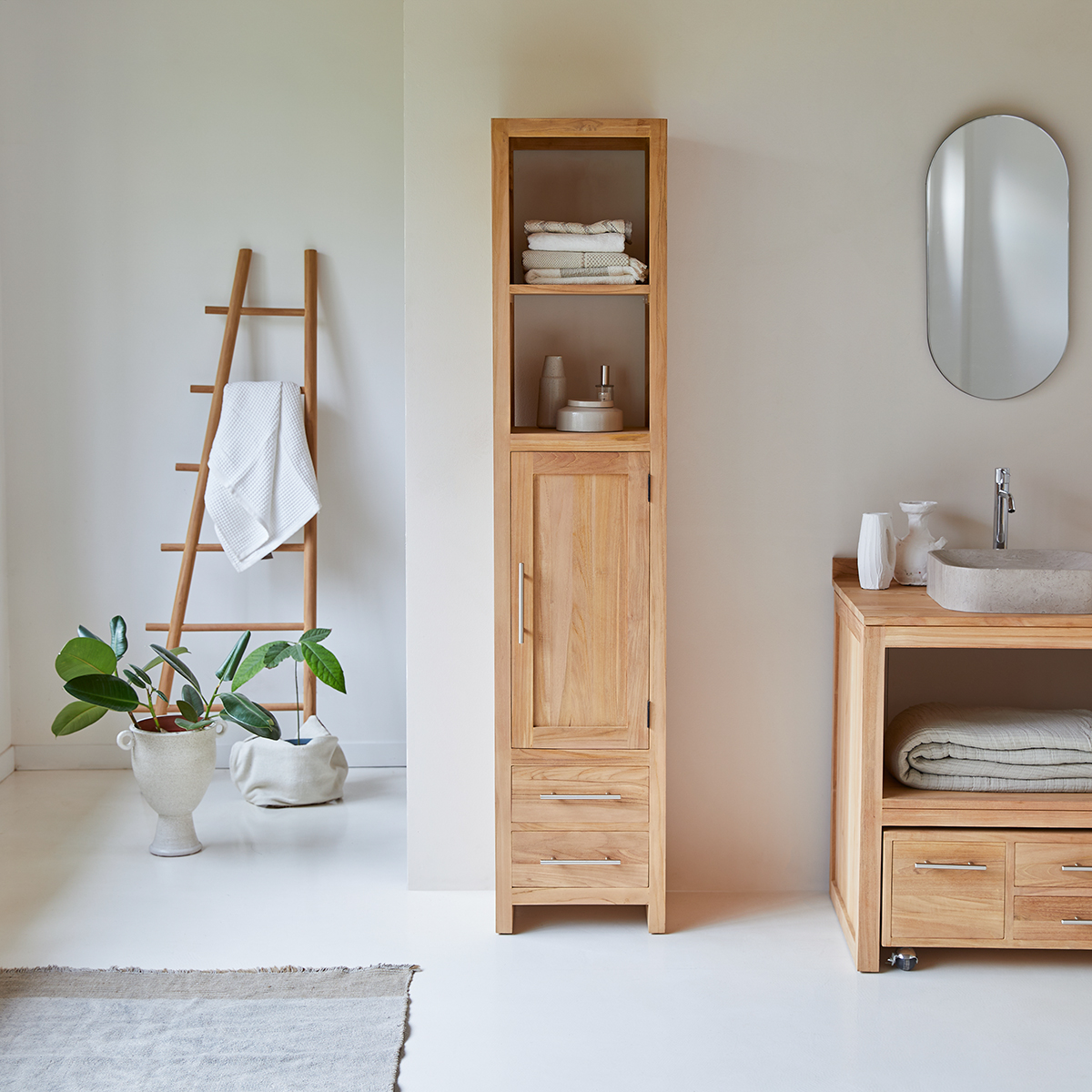 Layang solid teak Column Shelf Unit 190 Layang solid teak Column Shelf Unit 190