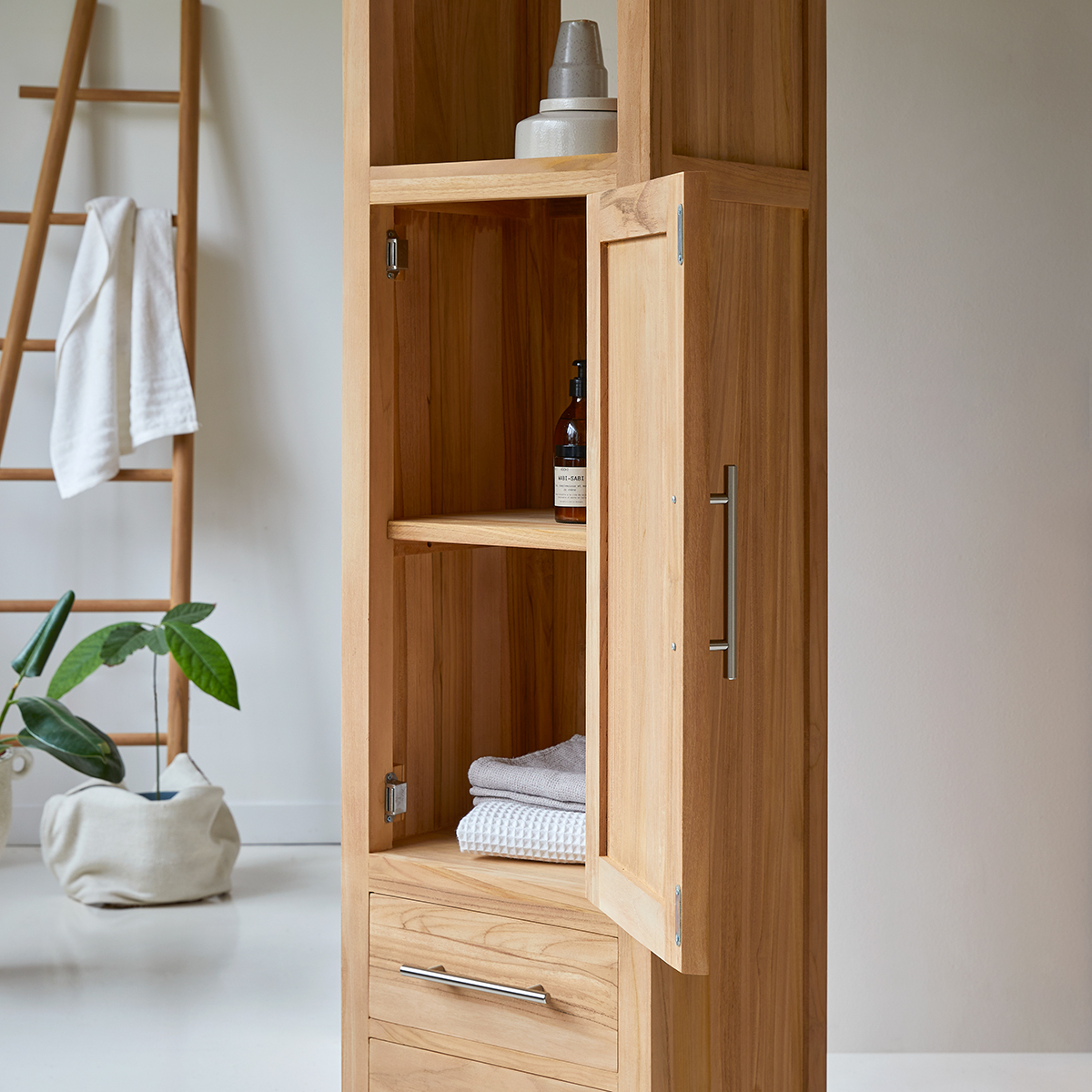 Layang solid teak Column Shelf Unit 190 Layang solid teak Column Shelf Unit 190