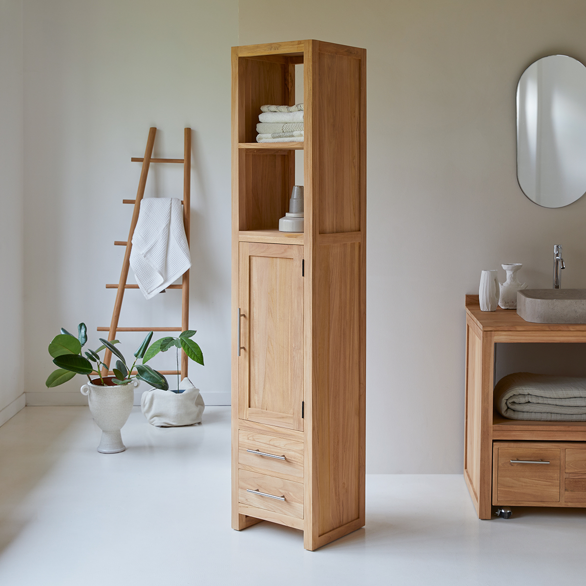 Layang solid teak Column Shelf Unit 190 Layang solid teak Column Shelf Unit 190