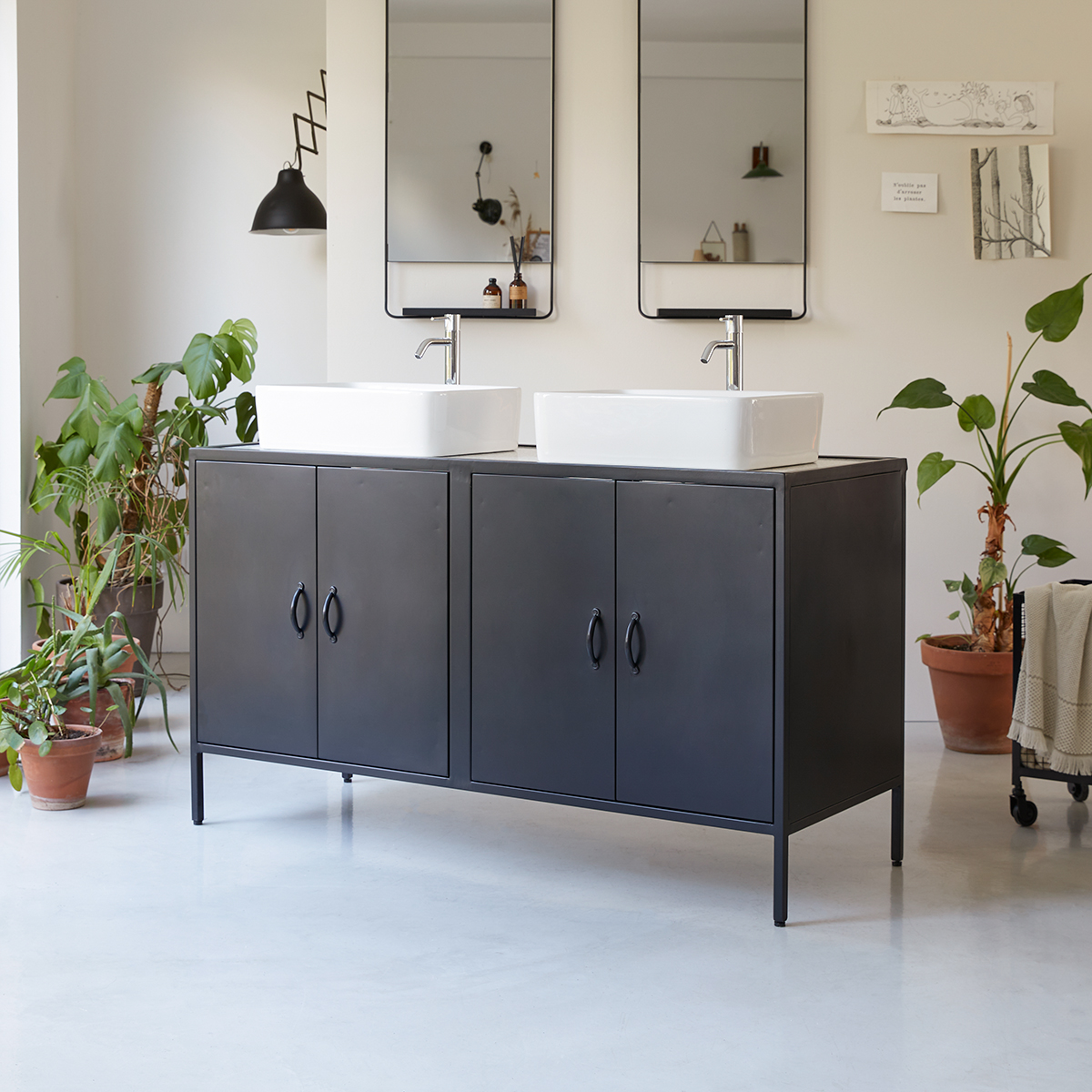 Lizzie 140 metal and terrazzo vanity unit Lizzie 140 metal and terrazzo vanity unit