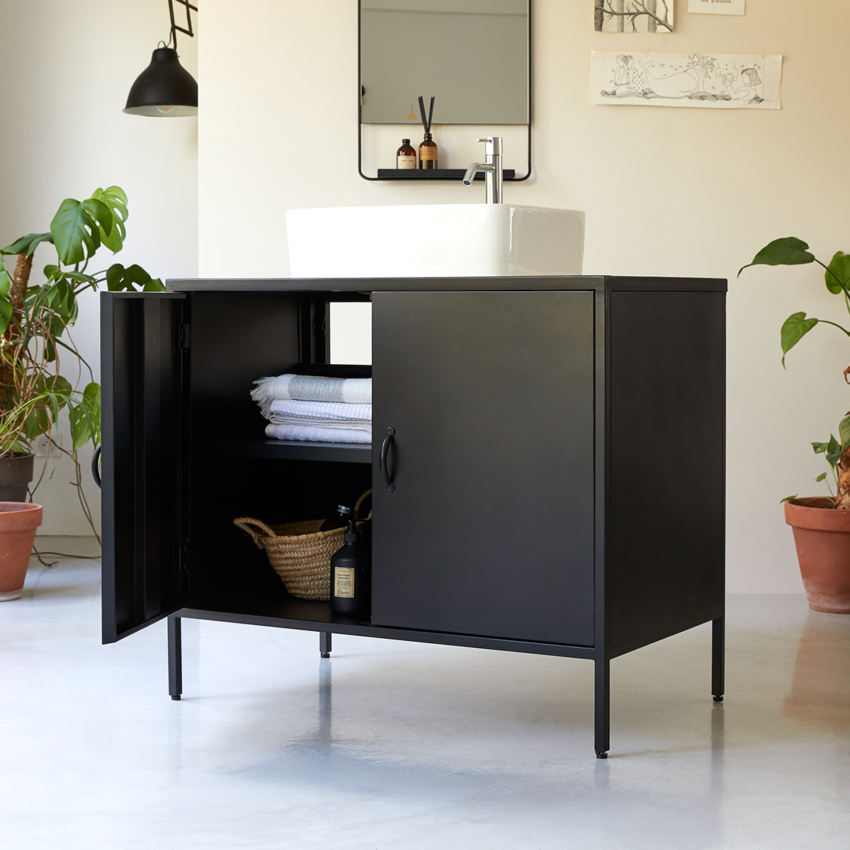 Lizzie 90 metal and terrazzo vanity unit Lizzie 90 metal and terrazzo vanity unit