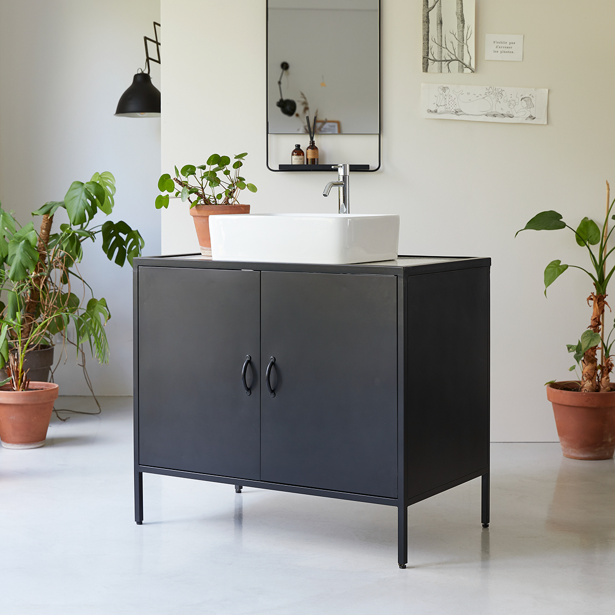 Lizzie 90 metal and terrazzo vanity unit Lizzie 90 metal and terrazzo vanity unit