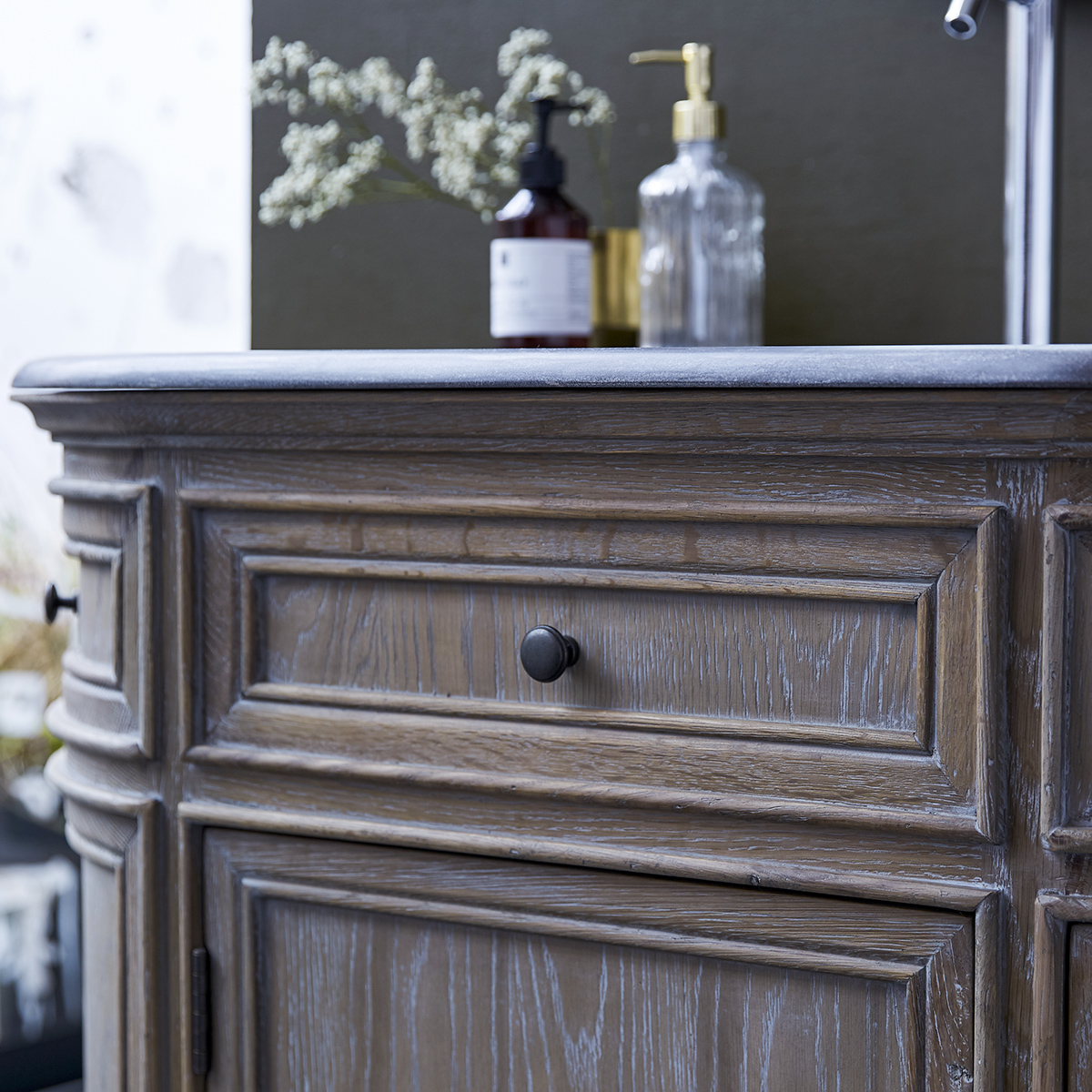 Louise Oak and stone Vanity Cabinet 110 Louise Oak and stone Vanity Cabinet 110