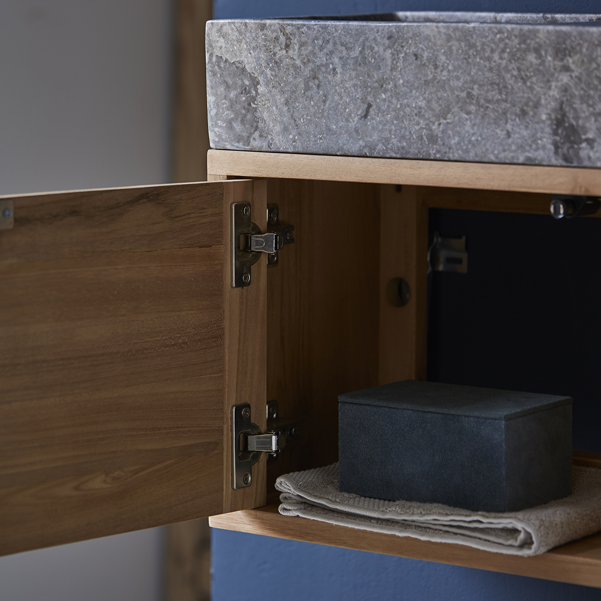 facile /à nettoyer avec finition hydrofuge fait /à la main GOTOTOP Lavabo en teck massif de 45 cm r/étro et naturel