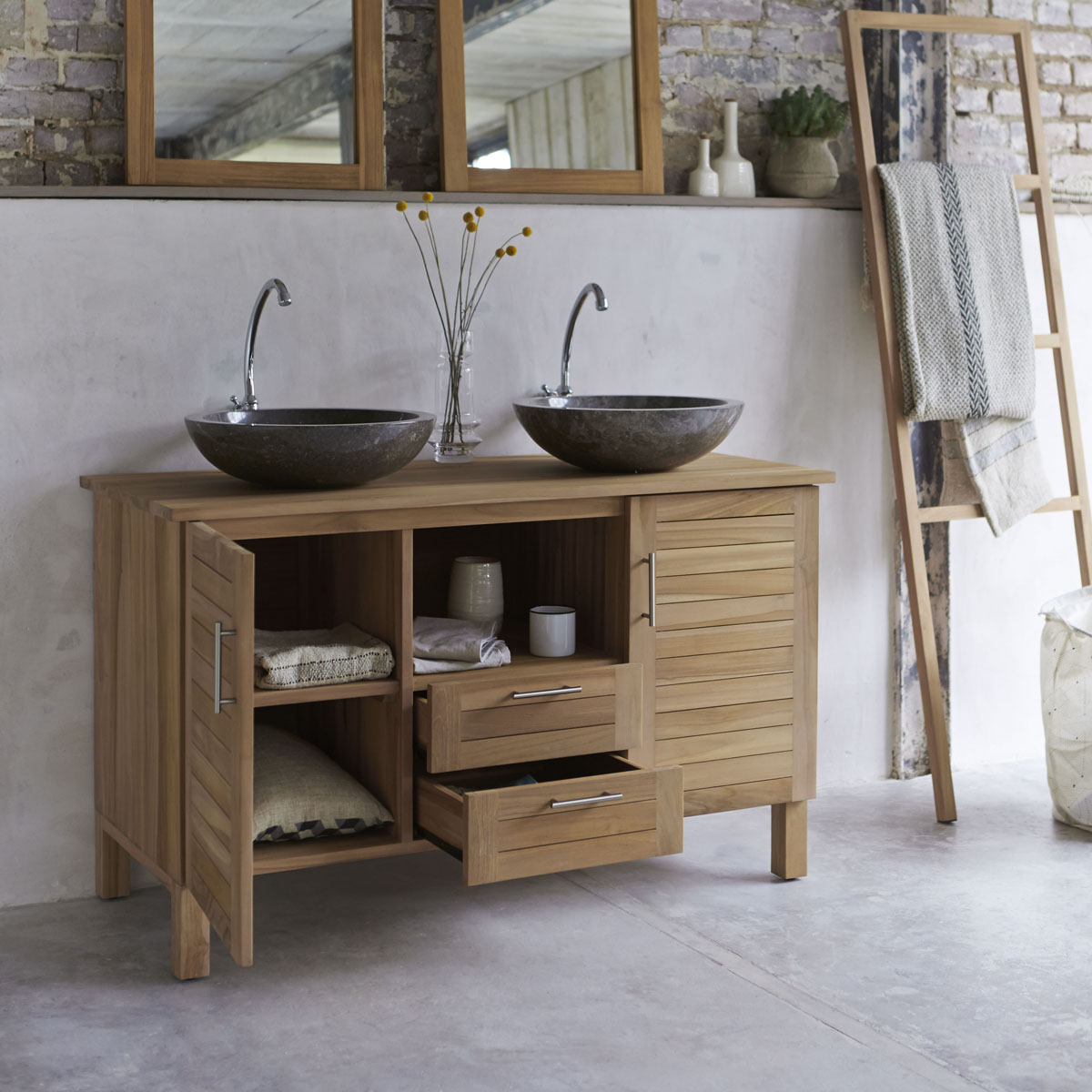 Meuble Salle de bain en teck massif 125 Soho Meuble Salle de bain en teck massif 125 Soho