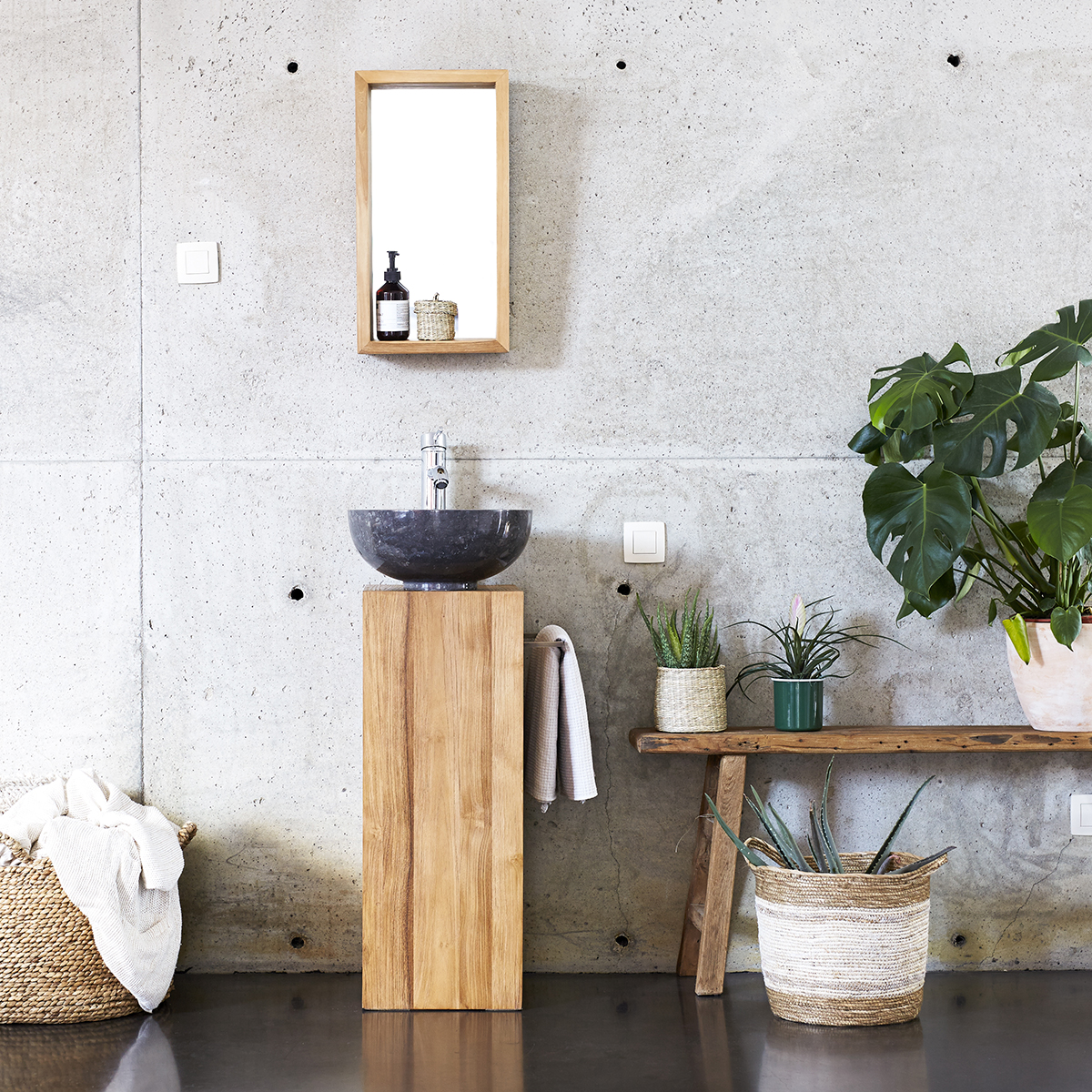 Meuble Sous Vasque En Teck 30 Cm Mobilier Salle De Bain Tikamoon