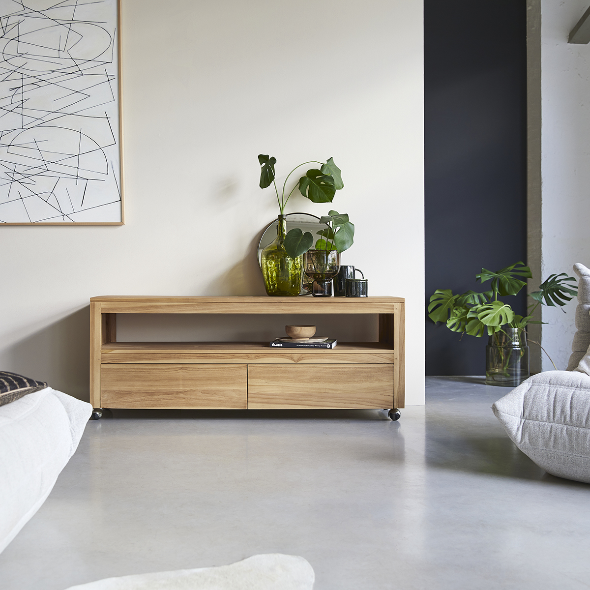 Meuble TV en teck massif Anoa 140 cm Meuble TV en teck massif Anoa 140 cm
