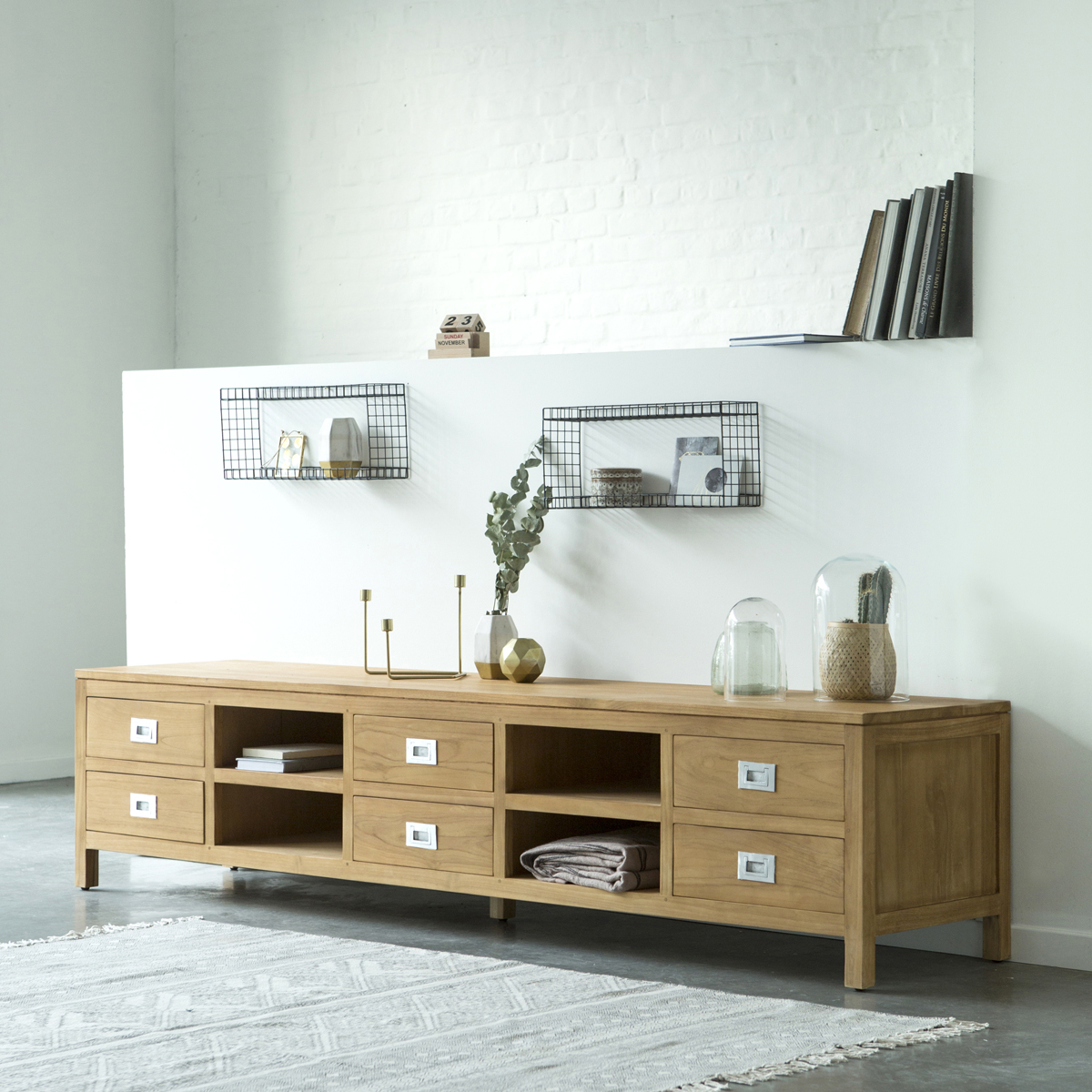 Meuble TV en teck massif Coffee Tek 220 cm Meuble TV en teck massif Coffee Tek 220 cm