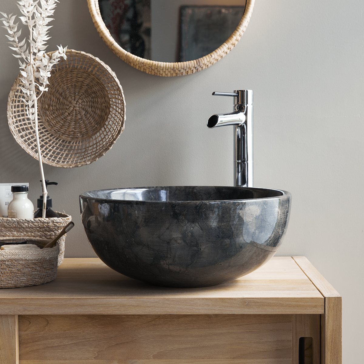 Mia dark Grey marble basin Mia dark Grey marble basin