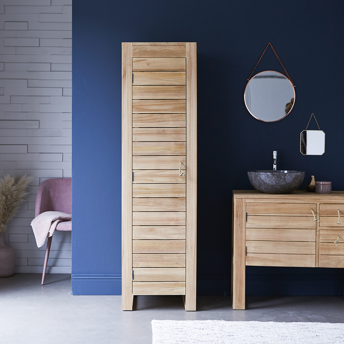 Minimalys solid teak Bathroom Column Cupboard 180 Minimalys solid teak Bathroom Column Cupboard 180